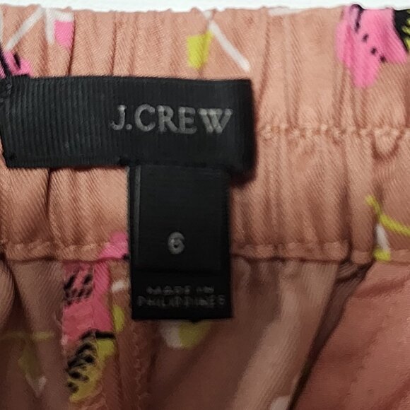 J. Crew Salmon Floral Falling Pansies High Rise Pull On Trousers - Picture 7 of 8